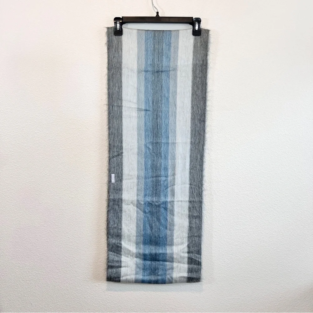 Pokoloko Alpaca Blend Infinity Scarf Striped Blue Gray Soft Cozy Loop Ecuador